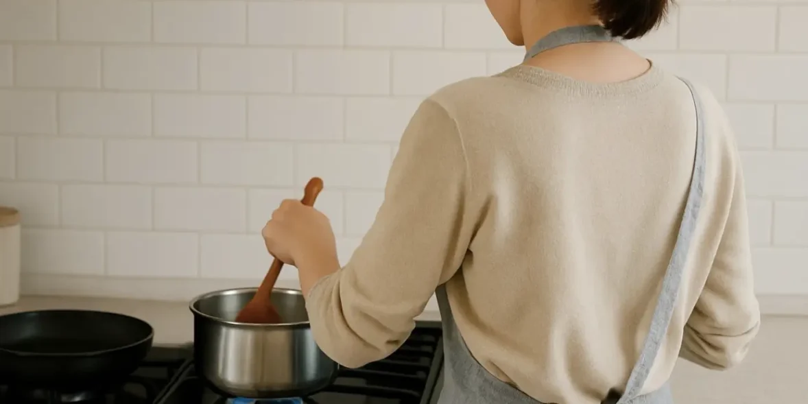 Μια γυναίκα μαγειρεύει