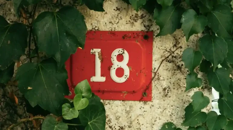 Πινακίδα που έχει το νούμερο 18
