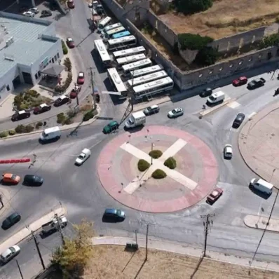 Ο κυκλικός κόμβος της Χαλκίδας από ψηλά