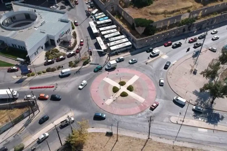 Ο κυκλικός κόμβος της Χαλκίδας από ψηλά