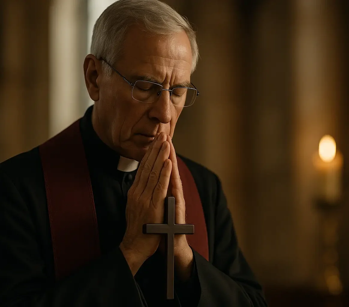 Καθολικός παπάς προσεύχεται σε εκκλησία – Πάσχα Καθολικών