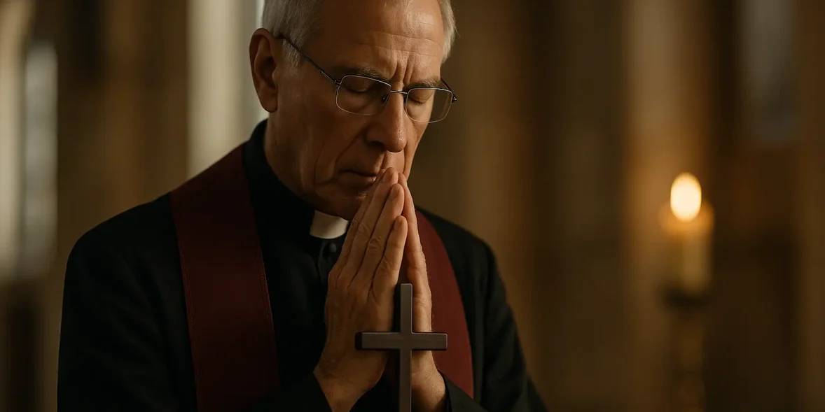 Καθολικός παπάς προσεύχεται σε εκκλησία – Πάσχα Καθολικών