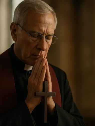 Καθολικός παπάς προσεύχεται σε εκκλησία – Πάσχα Καθολικών