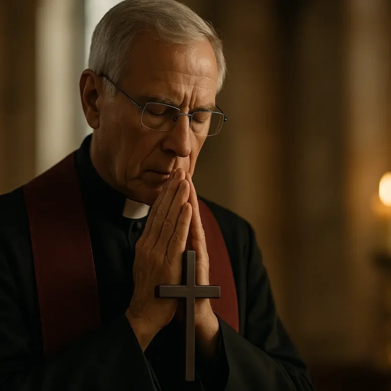 Καθολικός παπάς προσεύχεται σε εκκλησία – Πάσχα Καθολικών